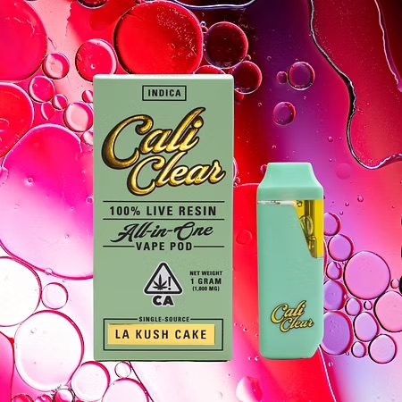 Cali Clear LA Kush Cake - 1g Live Resin - All In One Vape Pod - Indica