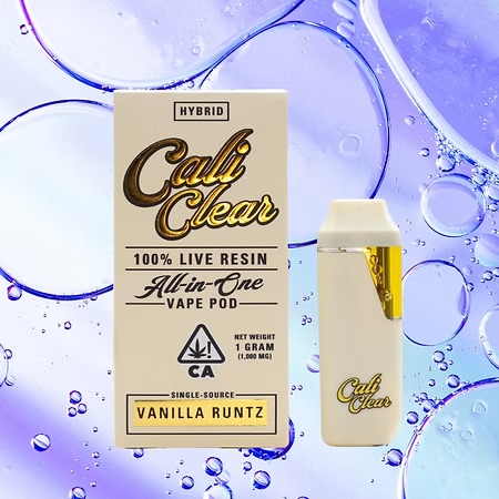 Cali Clear Vanilla Runtz - 1g Live Resin - All In One Vape Pod - Hybrid